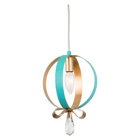 Varaluz Posh Round Mini Pendant - Aqua/Gold Leaf 263M01RAQGL